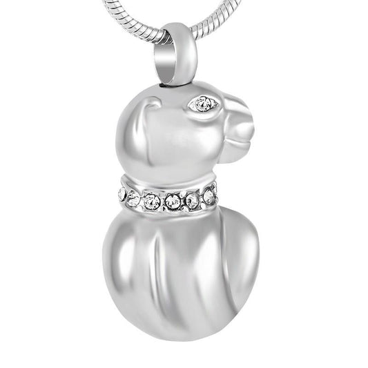 Stainless Steel Cremation Pendant for Pet Ashes - Keepsake Urn Necklace - Silver Dog - Sytle A