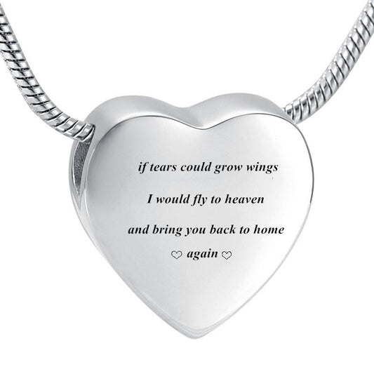 Stainless Steel Cremation Pendant for Pet Ashes - Keepsake Urn Necklace - Silver - No Engraving